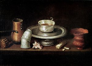 Asetelma suklaakulholla tai aamiainen suklaalla, n. 1640